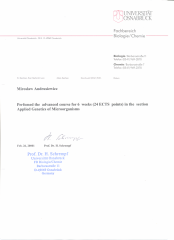 2001 Zaświadczenie o odbyciu zaawansowanego kursu w Zakładzie Genetyki Stosowanej Mikroorganizmów