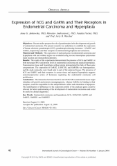 Expression of hCG and GnRHs and their receptors in endometrial carcinoma and hyperplasia.