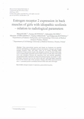 Estrogen receptor 2 expression in back muscles of girls with idiopathic scoliosis - relation to radiological parameters.