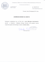 2012 Zaświadcznie o znajomości języka niemieckiego - Studium Języków Obcych UMP