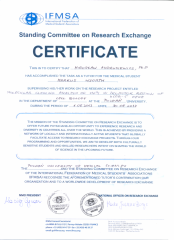 2013 Certyfikat opiekuna studenta w ramach współpracy z International Fedreation of Medical Students' Associacion