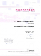 2013 Świadectwo ukończenia kursu Statystyka dla niestatystyków