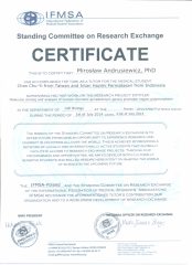 2014 Certyfikat opiekuna studenta w ramach współpracy z International Fedreation of Medical Students' Associacion