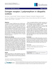 2015 Estrogen receptor 2 polymorphism in idiopathic scoliosis. Estrogen receptor 2 polymorphism in idiopathic scoliosis.