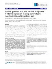 2015 Proline, glutamic acid, and leucine rich protein 1 (PELP1) expression in deep paravertebral muscles in idiopathic scoliosis girls. Proline, glutamic acid, and leucine rich protein 1 (PELP1) expression in deep paravertebral muscles in idiopathic scoliosis girls.