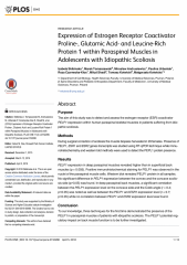 Expression of estrogen receptor coactivator proline-, glutamic acid- and leucine-rich protein 1 within paraspinal muscles in adolescents with idiopathic scoliosis.